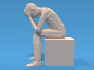 low poly kid sitting sad 3D Model