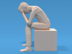low poly kid sitting sad 3D Model