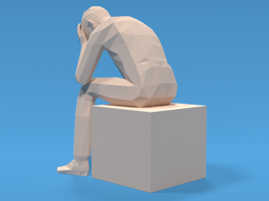 low poly kid sitting sad 3D Model