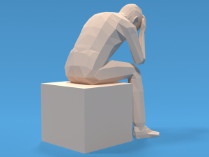 low poly kid sitting sad 3D Model