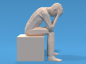 low poly kid sitting sad 3D Model