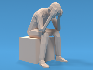 low poly kid sitting sad 3D Model