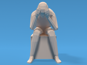 low poly kid sitting sad 3D Model