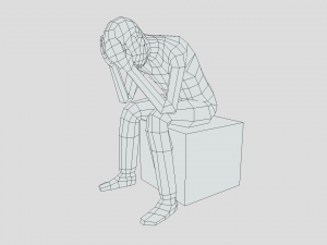 low poly kid sitting sad 3D Model