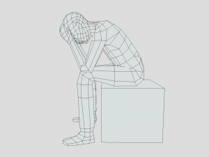 low poly kid sitting sad 3D Model