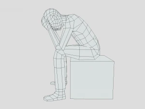 low poly kid sitting sad 3D Model
