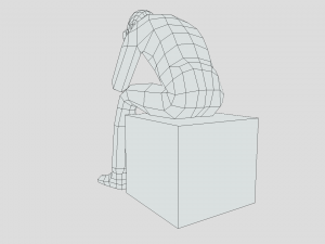 low poly kid sitting sad 3D Model