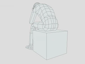 low poly kid sitting sad 3D Model