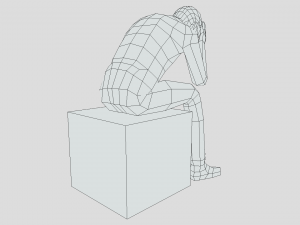 low poly kid sitting sad 3D Model