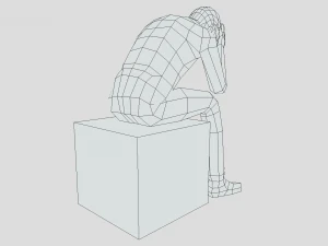 low poly kid sitting sad 3D Model