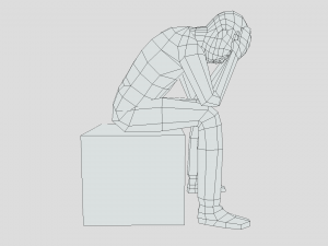 low poly kid sitting sad 3D Model