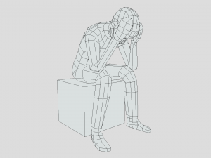 low poly kid sitting sad 3D Model