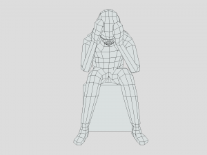 low poly kid sitting sad 3D Model