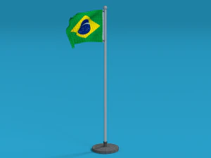 low poly seamless animated brazil flag 3D Model