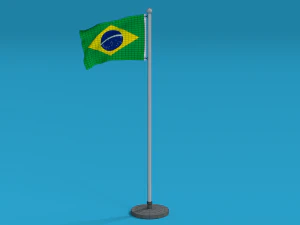 low poly seamless animated brazil flag 3D Model