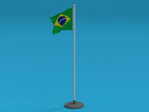 low poly seamless animated brazil flag 3D Model