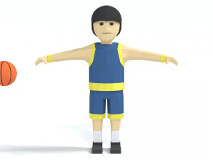 низькому полі мультиплікаційний баскетболіст 3D Модель