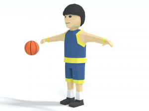 low poly cartoon basketball player Model 3D