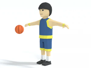 low poly cartoon basketball player 3D Model