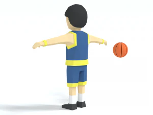 low poly cartoon basketball player 3D Model