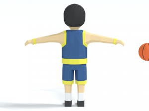 low poly cartoon basketball player Model 3D