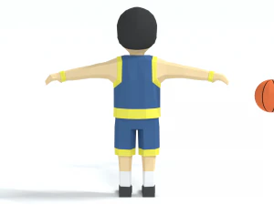 low poly cartoon basketball player 3D Model