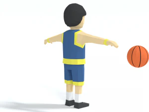 low poly cartoon basketball player 3D Model