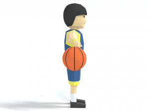 low poly cartoon basketball player Model 3D