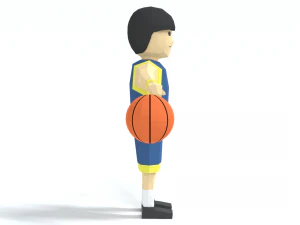 low poly cartoon basketball player 3D Model