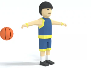 low poly cartoon basketball player 3D Model