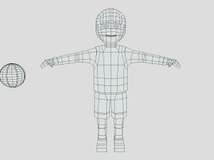 low poly cartoon basketball player 3D Model