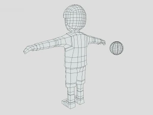 low poly cartoon basketball player 3D Model