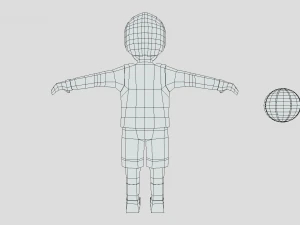 low poly cartoon basketball player 3D Model