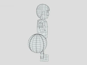 low poly cartoon basketball player 3D Model