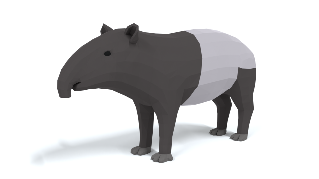 low poly cartoon tapir Model 3D .c4d .max .obj .3ds .fbx .stl .blend 