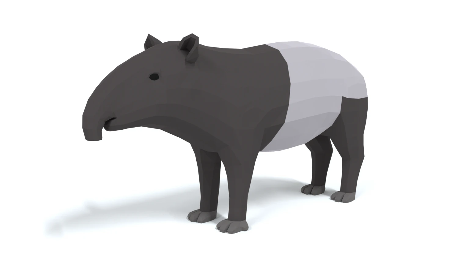 low poly cartoon tapir 3D Model .c4d .max .obj .3ds .fbx .stl .blend 