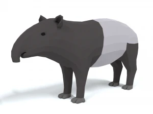 low poly cartoon tapir 3D Model