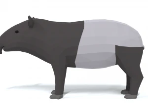 low poly cartoon tapir 3D Model