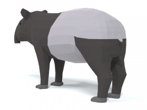 low poly cartoon tapir Model 3D