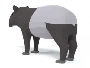 low poly cartoon tapir 3D Model