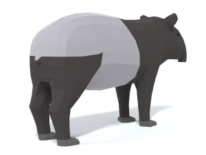 low poly cartoon tapir Model 3D