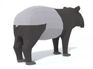 low poly cartoon tapir 3D Model