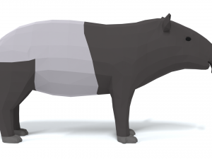 low poly cartoon tapir Model 3D