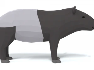 low poly cartoon tapir 3D Model
