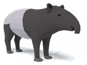 low poly cartoon tapir Model 3D
