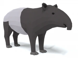 low poly cartoon tapir 3D Model