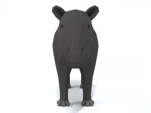 low poly cartoon tapir 3D Model