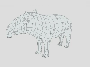 low poly cartoon tapir 3D Model