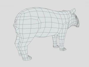 low poly cartoon tapir 3D Model