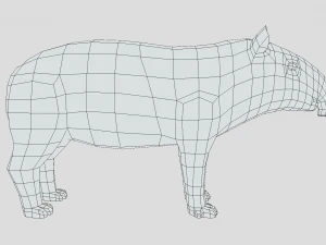 low poly cartoon tapir 3D Model